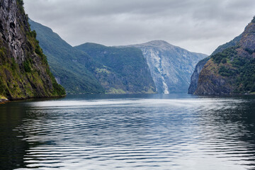 view of fjord in cloudy weather, Norway