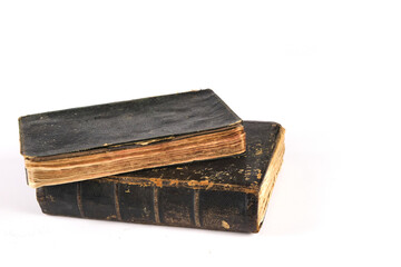 Isolated old books. Collection of old books on a white background