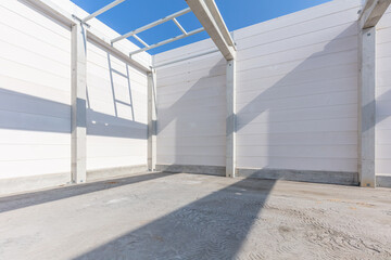 Warehouse construction site. Building a new industrial hall