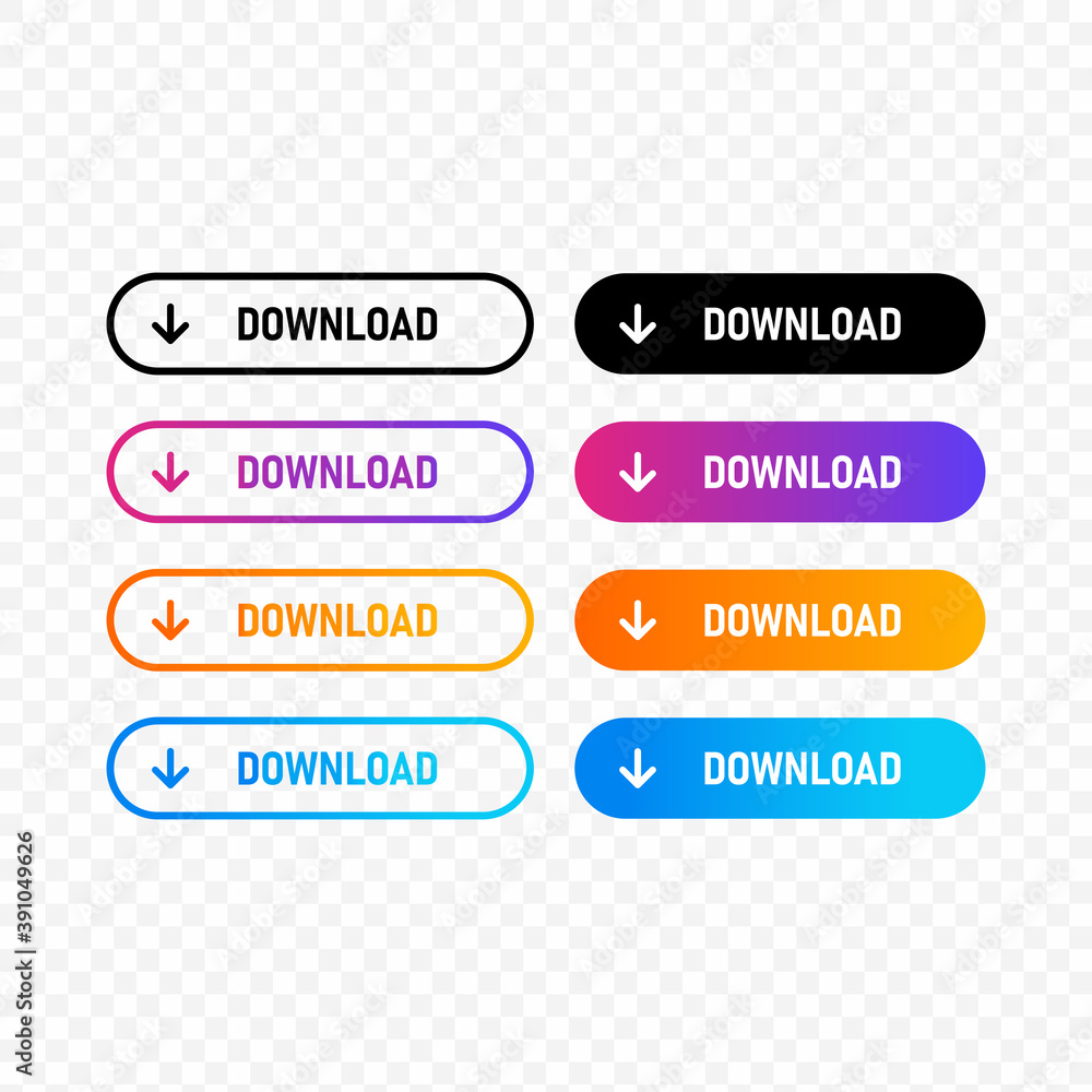 Poster download button, icon, badge. flat button with colorful gradient. colorful buttons for sites and app