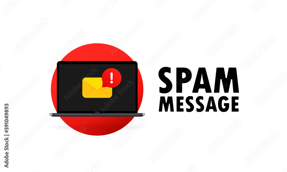 Poster spam message. email warning concept. alert message laptop notification. danger error alerts, laptop 