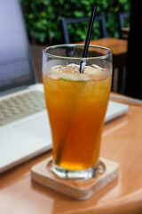 Morning drink work from home, stock photo