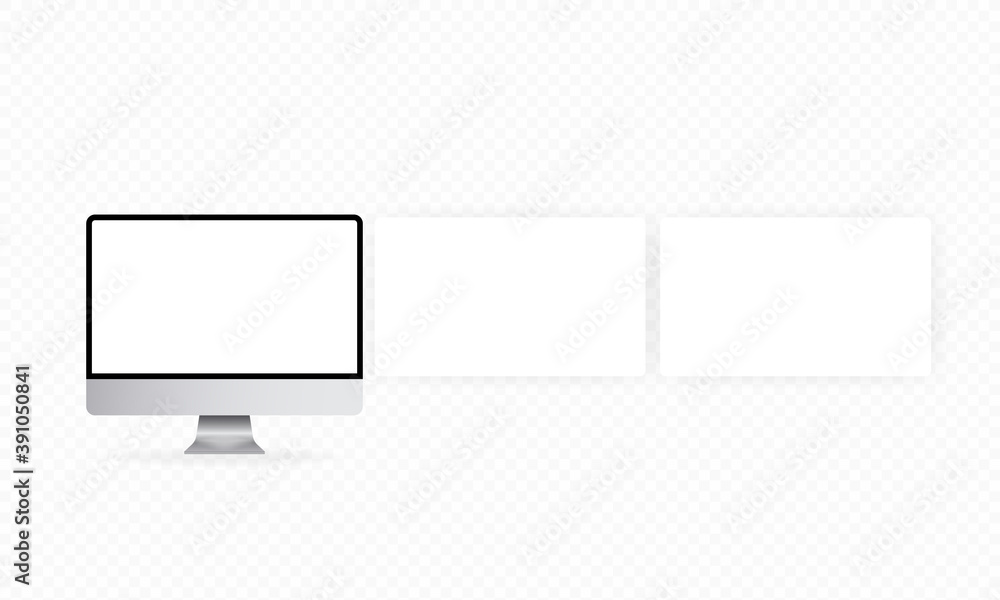 Poster computer monitor with an empty screen. realistic computer. monitor mockup with blank frame. the conc