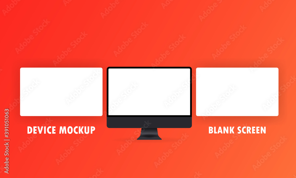 Poster computer monitor with an empty screen. monitor mockup with blank frame. the concept of web design. a