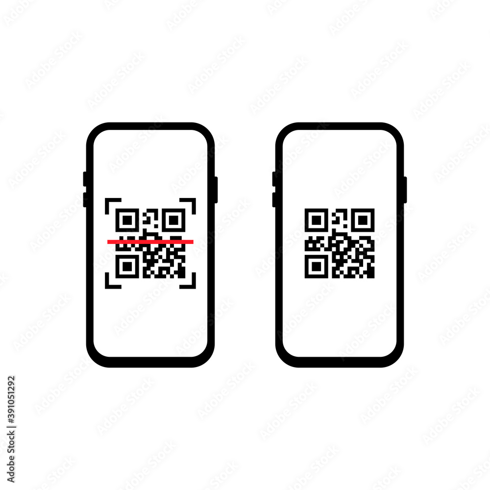 Poster qr scanner. mobile scans qr code. icon recognition or reading qr code. flat style trend modern vecto