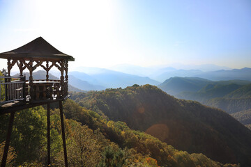 Observation pergola with fantastic views of the Caucasus mountains
