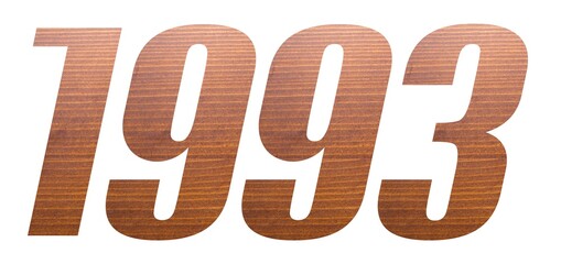 1993 with brown wooden texture on white background.