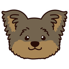 Outlined simple and adorable Yorkshire Terrier front head illustration