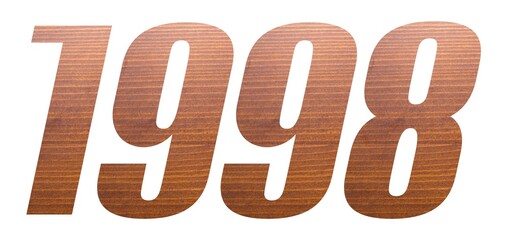 1998 with brown wooden texture on white background.