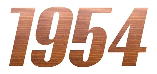 1954 with brown wooden texture on white background.