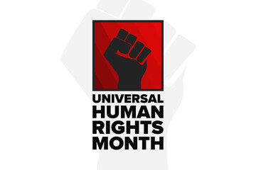 Universal Human Rights Month. Holiday concept. Template for background, banner, card, poster with text inscription. Vector EPS10 illustration.