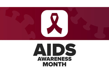 December is AIDS Awareness Month. Holiday concept. Template for background, banner, card, poster with text inscription. Vector EPS10 illustration.