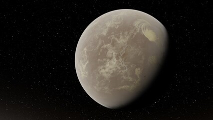 beautiful exo in space and the surface against the background of stars and galaxies in bright colors, space fantasy, space background 3d render