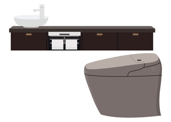 イラスト素材　トイレ　便所　お手洗い　便器 　ブラウン　ベクター