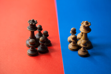 Two teams with business leaders opposite each other. Two teams compete with each other.