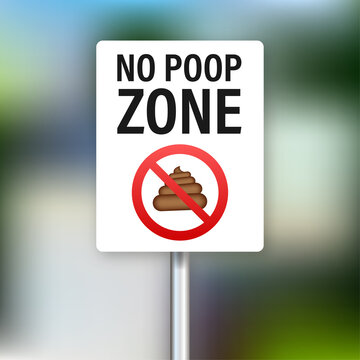 No dog pooping round sign. Vector stock illustration.