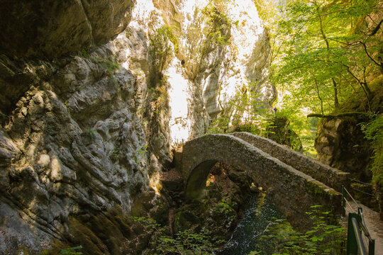 Famous stone bridge at the Gorge de l'Areuse