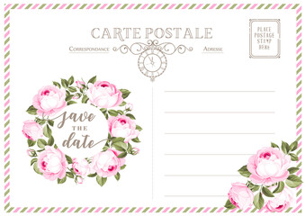 Vintage postcard background template. Vector illustration