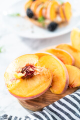 Peach ricotta toast