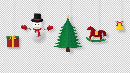 Christmas ornament with decoration elements isolated on white background. Christmas season and Happy new year season. Vector illustration