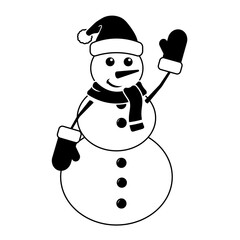 Simple illustration of funny snowman Concept for Christmas holiday