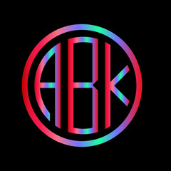 
ABK letter logo design/abk gradient color logo/ABk Ellipse 3 letter logo 
polygon. ABK letter icon design on black background.A B K logo design. ABK initials Logo design 