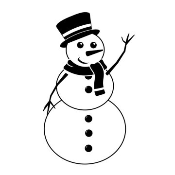 Simple illustration of funny snowman Concept for Christmas holiday