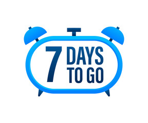 7 Days to go. Countdown timer. Clock icon. Time icon. Count time sale. Vector stock illustration.
