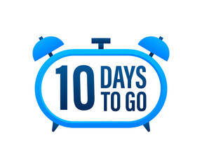 10 Days to go. Countdown timer. Clock icon. Time icon. Count time sale. Vector stock illustration.