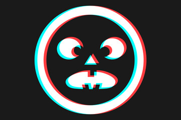 Smile or Emoji icon illustration in blue and red colors for Halloween day