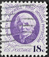 USA - Circa 1974 :  a postage stamp printed in the US showing a portrait of America’s First...