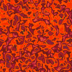 Orange swirls seamless pattern with red and yellow flowers
