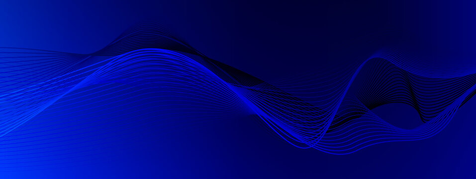 Abstract dark blue background. Blue wavy lines. Bottom illumination. Illustration. © hockey_mom