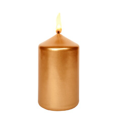 A single burning golden candle