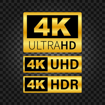 4K Ultra HD label. High technology. LED television display. Vector illustration.