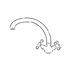 Vector Single Sketch Kitchen Faucet, kitchen faucet, vector sketch illustration