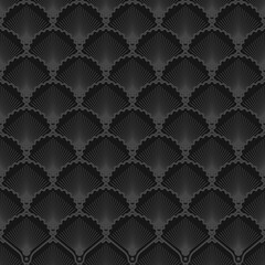 Elegant seamless pattern in art deco style. Background with shells for wallpaper