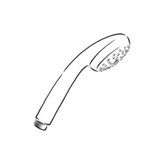 Hand-drawn sketch of shower head on a white background. Bathroom appliances. Bathroom equipment, shower head, vector sketch illustration