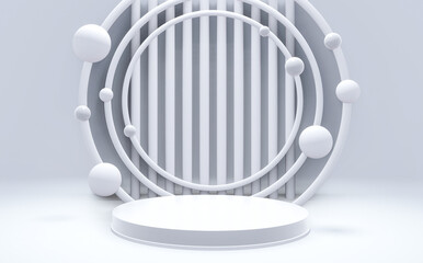 White podium show cosmetic product geometric.3D rendering