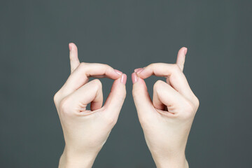 Yoga life saving mudra hand palm