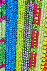Colourful Plastic Flowers and Garlands for sale at the little India street.