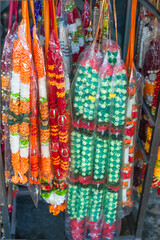 Colourful Plastic Flowers and Garlands for sale at the little India street.