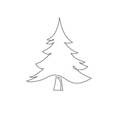 Fir tree. Christmas. New Year. One line drawing. Vector illustration continuous line drawing.