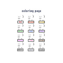 Colouring Page. Colour practice sheet. Educational children game, printable worksheet for kids. Writing training printable worksheet.