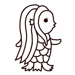 塗り絵　アマビエ　シンプル　線画