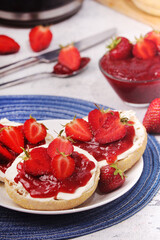 Wheat sandwiches with strawberry marmalade