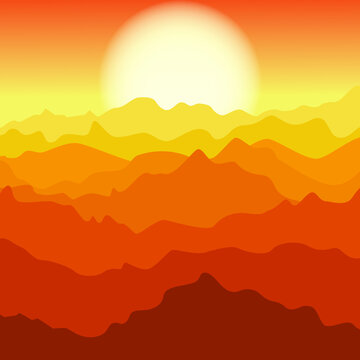 Vector illustration of orange sunset for the background