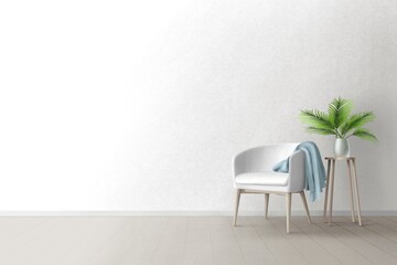 Fototapeta na wymiar illustration of empty wall white interior design drawing