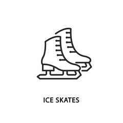 Ice skates flat line icon. Vector illustration equipment for winter fun.