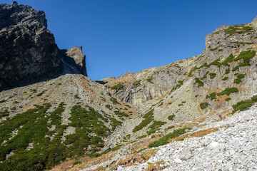 Great Cold Valley in High Tatras, Slovakia. The Great Cold Valley is 7 km long valley, very attractive for tourists